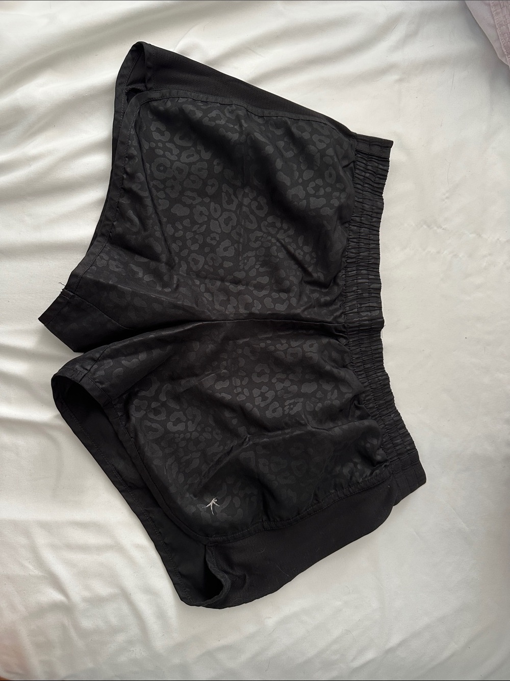Danskin Now Black Subtle Leopard-Print Athletic Shorts